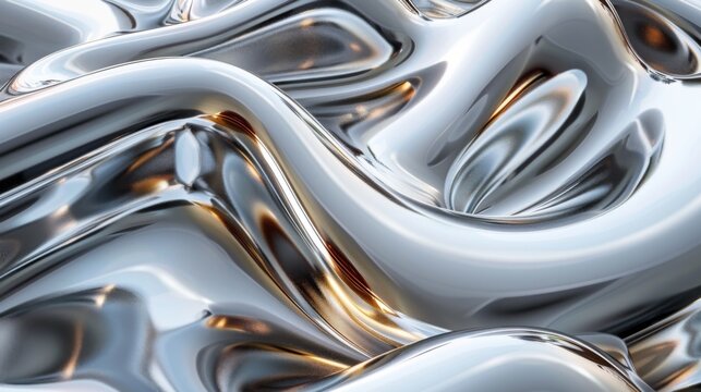 3d render of abstract art with surreal 3d organic ball in curve wavy smooth and soft bio forms in matte aluminium metal material with glass parts, with dispersion effect on grey background