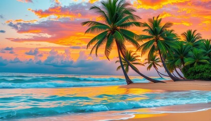beach with palm trees
