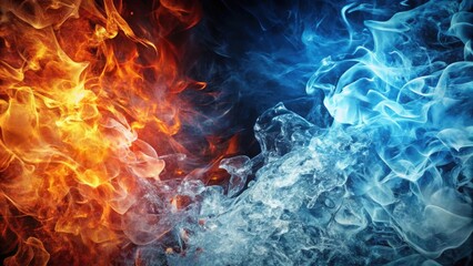 Abstract of the battle between fire and ice, fire, ice, clash, abstract, battle, hot, cool, contrast, juxtaposition