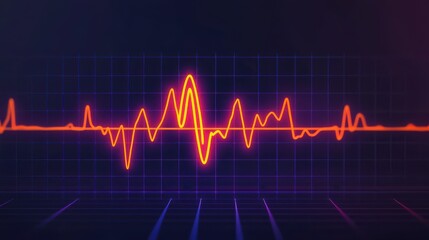 An abstract heartbeat waveform on a dark background.