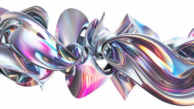 3d render of abstract art with surreal 3d organic ball in curve wavy smooth and soft bio forms in matte aluminium metal material with glass parts, with dispersion effect on grey background