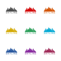 Skyline icon isolated on white background. Set icons colorful