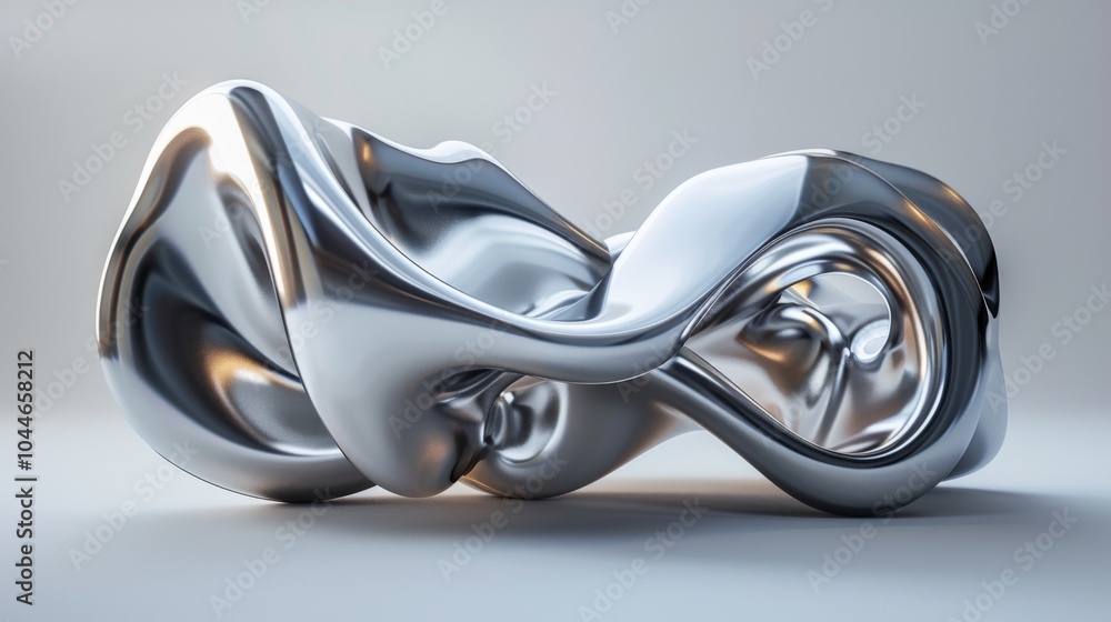 Wall mural 3d render of abstract art with surreal 3d organic ball in curve wavy smooth and soft bio forms in ma