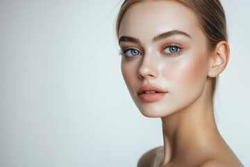 Fototapeta premium A woman with a powdery face and a blonde hair