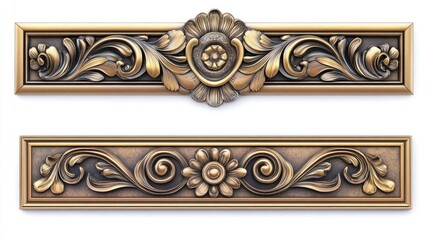 Intricate Golden Frames With Floral Designs and Ornamental Details Generative AI