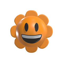 Daisy Flower Smile Face 3D Emoticon Icon