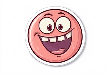 A whimsical clickable sticker design showcasing a cheerful cartoon character on a clean white backdrop for convenient application.