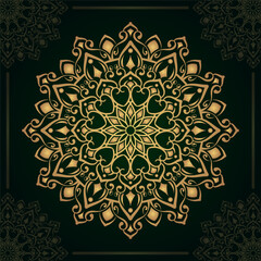 golden mandala ornament, round decorative design