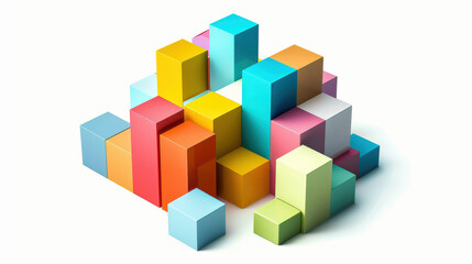 Obraz premium Colorful geometric shapes create vibrant and playful arrangement, showcasing various sizes and hues. This composition evokes sense of creativity and fun, perfect for design and educational themes