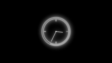 A modern technology watch Abstract view of circular clock. Royal blue circle digital and analog clock neon looped black background 4k illustration.