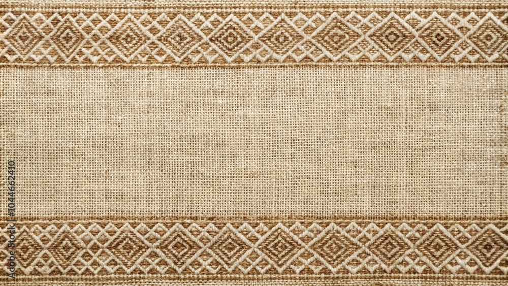 Poster symmetrical natural linen fabric texture woven canvas with patterns