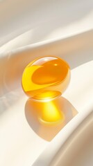 Gold stains of oil, serum droplets or honey on beige background. Bubbles collagen essence, mockup liquid yellow drops of cosmetic or food oil.