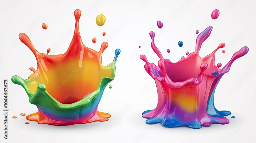 Aufkleber colorful rainbow splashes creating vibrant patterns in mid-air generative ai