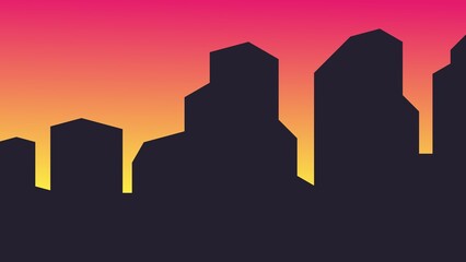 silhouette of a city in the evening