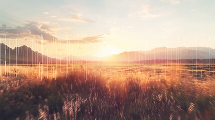 Sound waves radiating across a serene landscape, symbolizing the interconnectedness and harmony of natural and auditory elements.