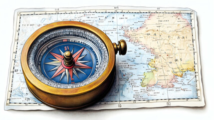 A vintage compass resting on a map, ready to guide the way.