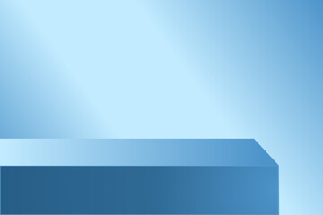The corner of the blue table with light shining down, Blank red product studio background, stage, podium for presentation vector illustration design for display cosmetic or beauty product.