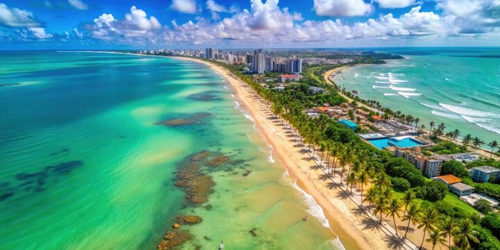 Aerial view of stunning beaches in Maceio, Alagoas, Brazil, Maceio, Alagoas, Brazil, Northeast, aerial view