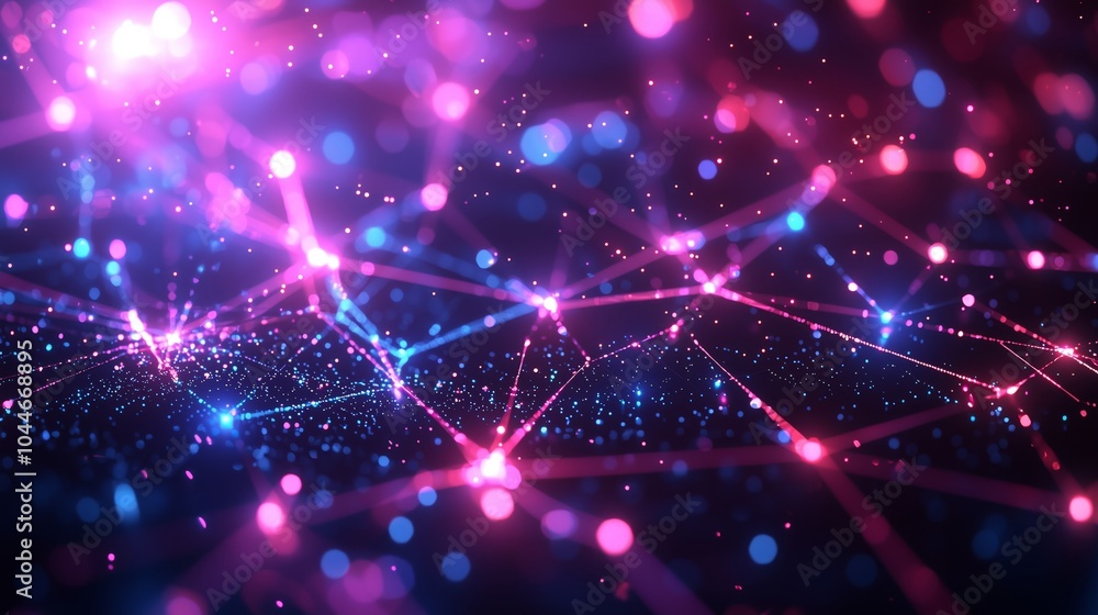 Poster abstract network connections with glowing nodes