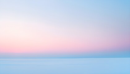 Fototapeta premium Illustration of a cold winter sunrise, represented by a minimalist gradient of soft pastel pinks and blues over a smooth, snow-covered horizon