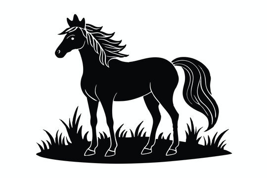 recommend clip art: Shiny black hair, standing wild horse F.eps