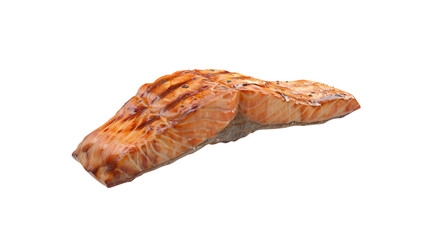 A beautifully presented salmon steak isolated on a transparent background, showcasing the fresh and appetizing qualities of this gourmet seafood dish.