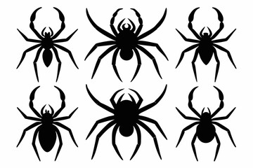 set of black spider silhouette, spider icon vector bundle, halloween spider set