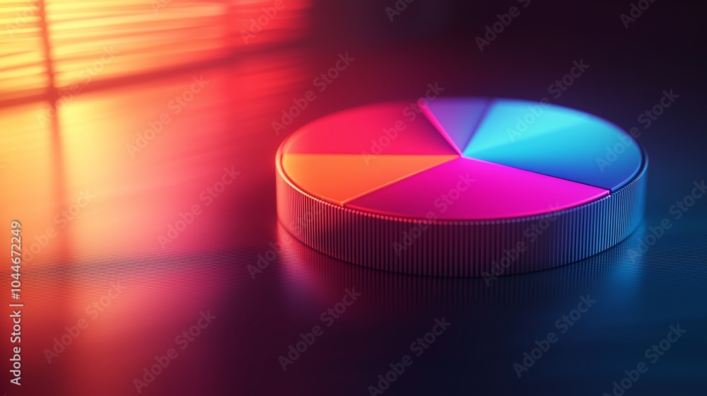 Poster glowing digital pie chart on a gradient background