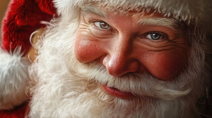 Close up portrait of a joyful Santa Claus gazing at the camera crafted with various tools