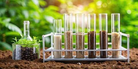 Soil ammonium test equipment with test tubes and soil samples, soil, ammonium, test, equipment, tubes, samples
