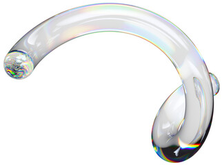 Transparent glossy spiral with dispersion effect, 3d abstract helix shape. Trendy rainbow colors reflection glass.