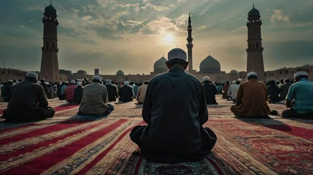 muslim pray at mosque 