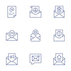 Mail icons set. Thin Line style, editable stroke. email, email marketing, letter, mail