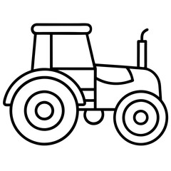 Tractor black silhouette vector icon line art transparent background