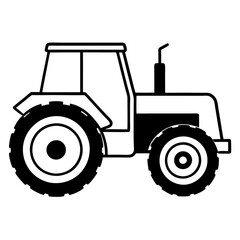 Obraz premium Tractor black silhouette vector icon line art transparent background