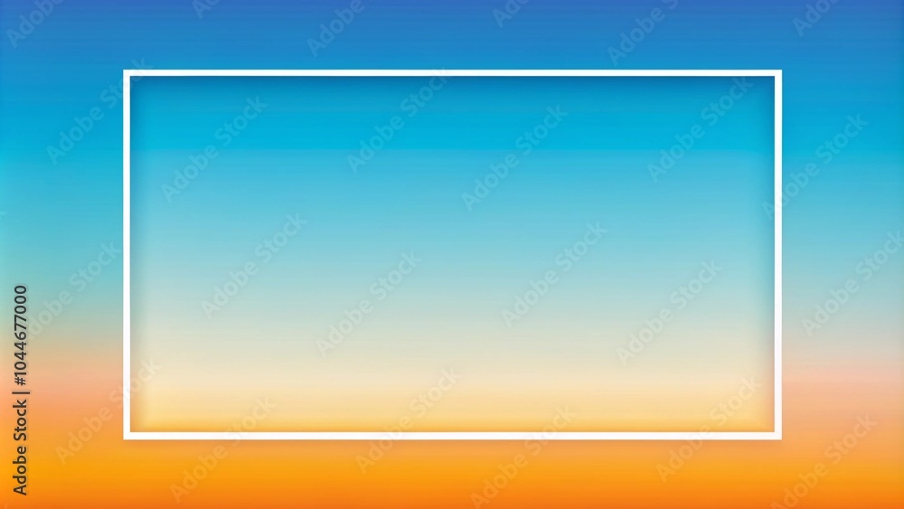 Aufkleber sky blue and orange gradient background with white rectangular frame ai generated illustration