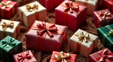 Obraz premium カラフルなプレゼントボックス【クリスマスイメージ】