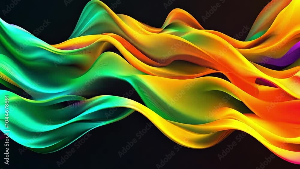 Aufkleber colorful abstract waves flowing gracefully in a smooth pattern on a dark background during the eveni