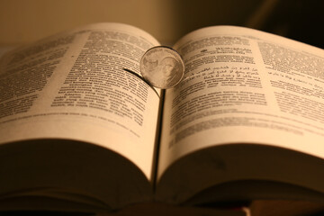 open book on a black background