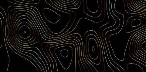 Abstract multicolor on black background with Topographic line map pattern. Topographic map lines, contour background. wavy and curved lines background. Geographic map .	