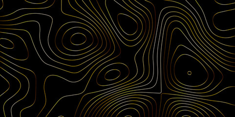 Abstract multicolor on black background with Topographic line map pattern. Topographic map lines, contour background. wavy and curved lines background. Geographic map .	
