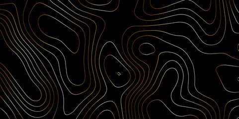 Abstract multicolor on black background with Topographic line map pattern. Topographic map lines, contour background. wavy and curved lines background. Geographic map .	