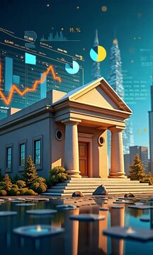 Animation of bank centre of money