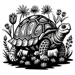 turtle printable black color vector