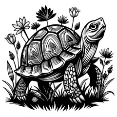 turtle printable black color vector