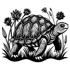 turtle printable black color vector