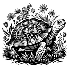 turtle printable black color vector