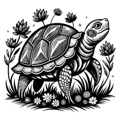 turtle printable black color vector