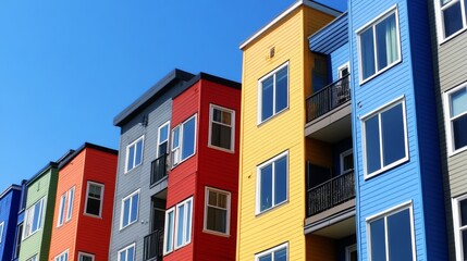 Obraz premium Colorful Urban Apartments with Cozy Ambiance