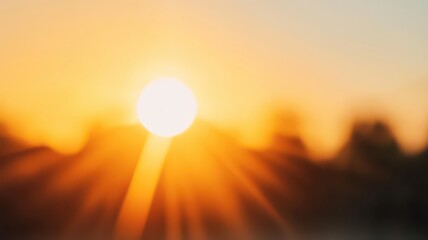 Gleaming sunshine at the horizon, warm light stretching across the tranquil landscape, illuminating the day ahead.